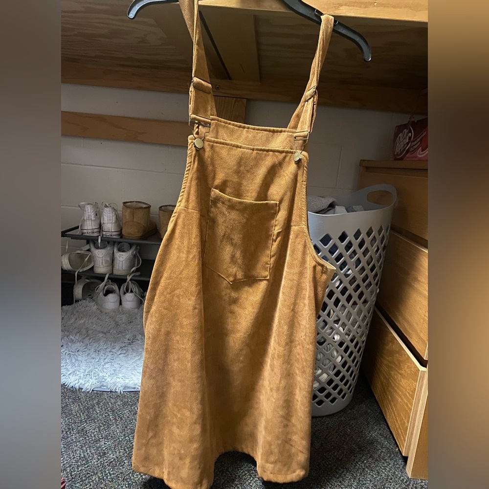 Corduroy Pocket Front Overall Dress